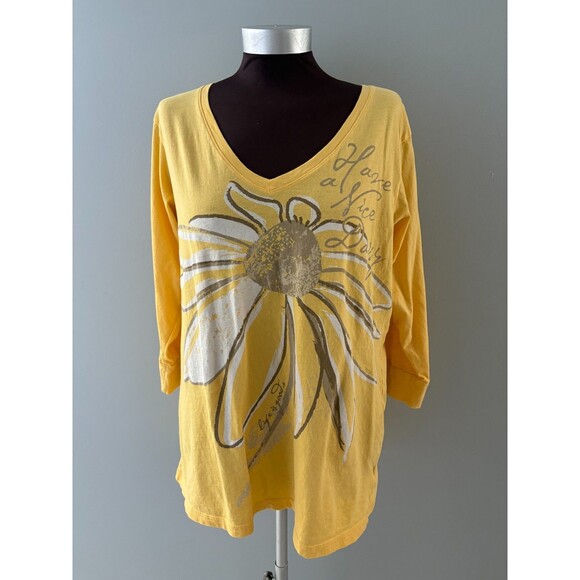 Life Is Good Shirt Size XL Yellow Have a Nice Daisy Graphic Tee Soft 3/4 Sleeve - Picture 1 of 16